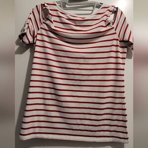 Tommy Hilfiger Cold Shoulder Shirt, Short Sleeve, Size Small Petite Blouse